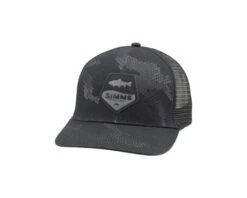 Simms - Trout Patch Trucker Hat - Hex Camo Carbon