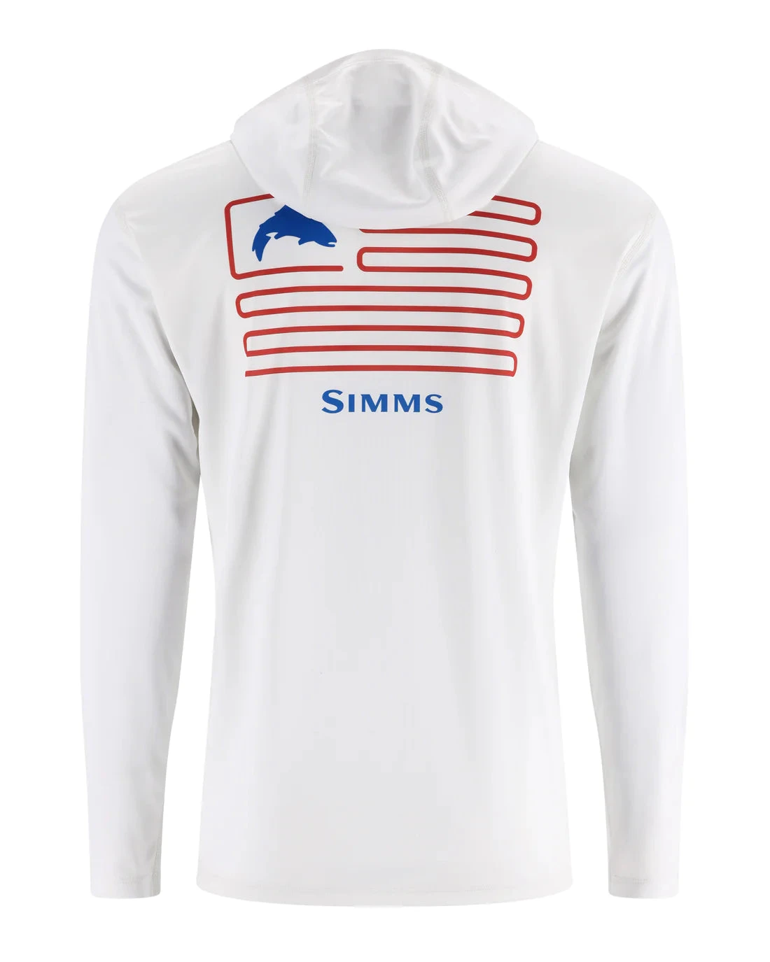 Simms Men's Tech Hoody - Artist Series - White/Trout Flag 1 Simms Men's Tech Hoody - Artist Series - White/Trout Flag