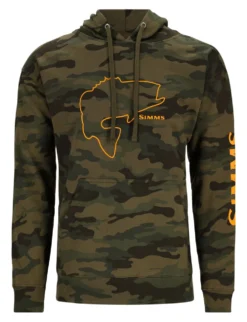 Fishing Hoody Simms Bass Outline Woodland Camo