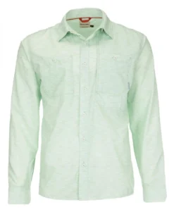 Fishing Shirt Simms Double Haul Light Green Texture Wave Print