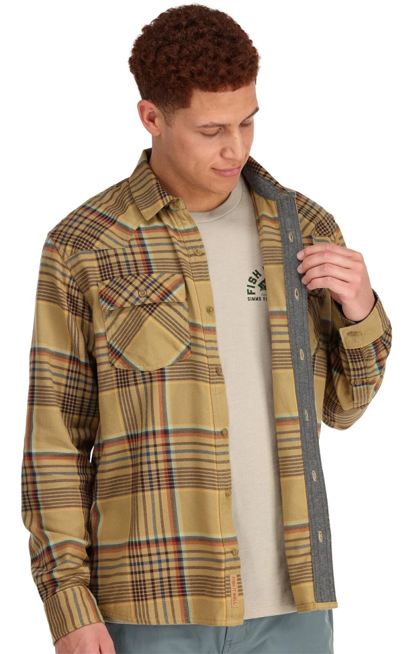 Fishing Shirt Simms Santee Flannel Camel & Navy & Clay Neo Plaid 6 Fishing Shirt Simms Santee Flannel Camel & Navy & Clay Neo Plaid - Image 6