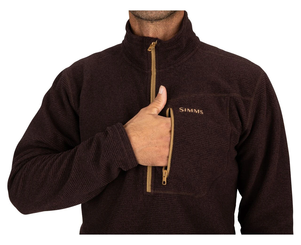 Rivershed Quarter Zip Simms Mahogany 4 Rivershed Quarter Zip Simms Mahogany - Image 4