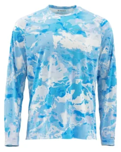 SolarFlex Crewneck Prints Simms Cloud Camo Blue