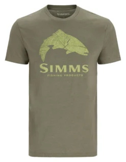T-Shirt Simms Wood Trout Fill Military Heather Neon
