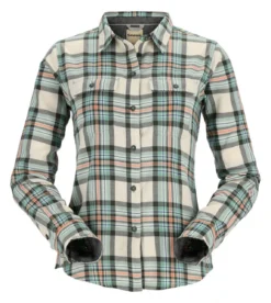 Women's Fishing Shirt Simms Santee Flannel Seafoam Camp Plaid