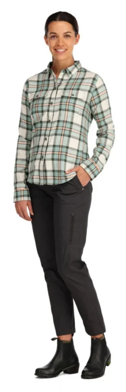 Women's Fishing Shirt Simms Santee Flannel Seafoam Camp Plaid -Simms Store women s fishing shirt simms santee flannel seafoam camp plaid.2